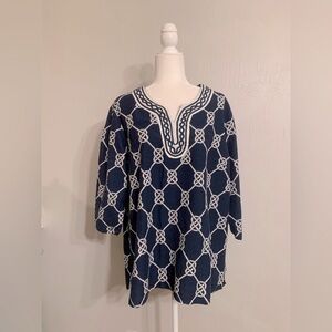 Basic Editions Blue and White Boxy Tunic